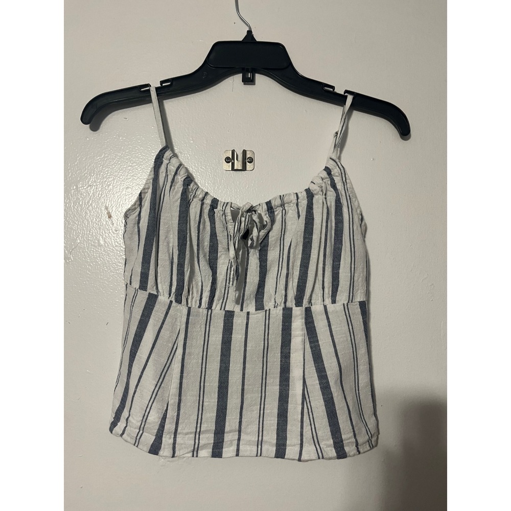 Derek Heart Blue White Striped Cotton‎ Camisole Top Smocked Back Small
